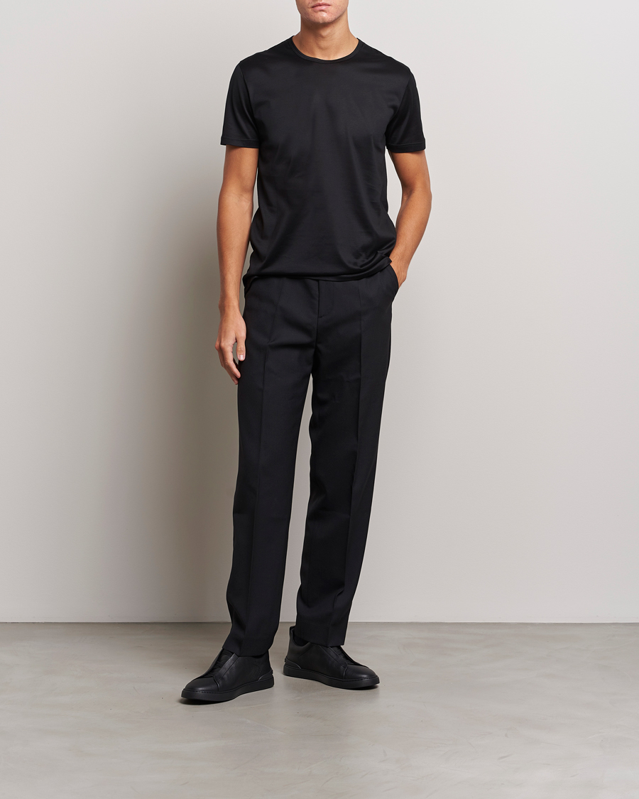 Herren | T-Shirts | Zegna | Filoscozia Pure Cotton Round Neck T-Shirt Black