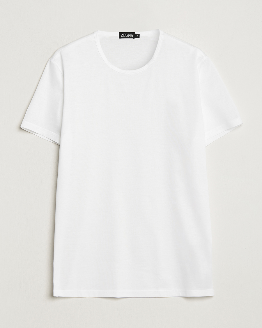 Herren | Luxury Brands | Zegna | Filoscozia Pure Cotton Round Neck T-Shirt White