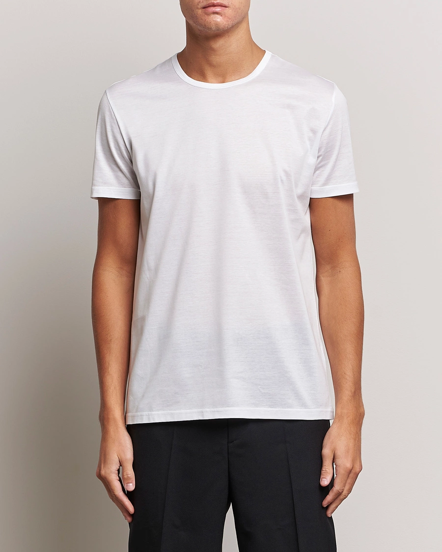 Herren | Quiet Luxury | Zegna | Filoscozia Pure Cotton Round Neck T-Shirt White