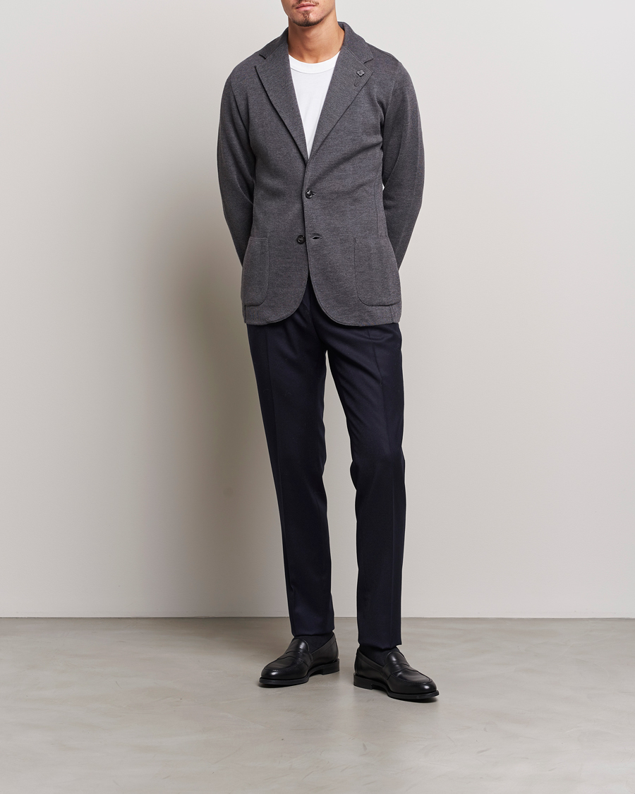 Herren | Sakkos | Lardini | Knitted Wool Blazer Grey