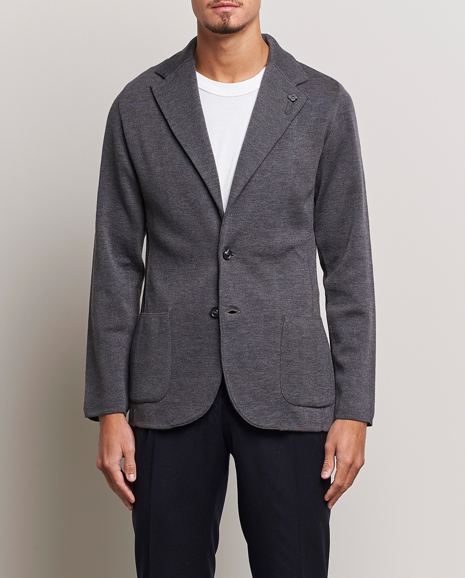 Herren | Lardini | Lardini | Knitted Wool Blazer Grey