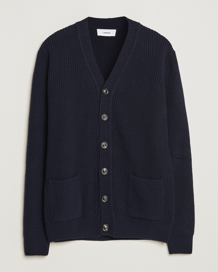 Herren | Lardini | Lardini | Wool/Cashmere Knitted Cardigan Navy
