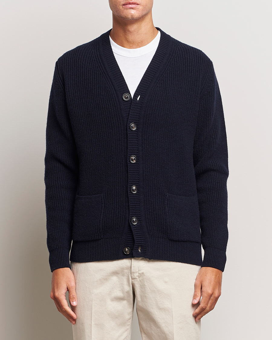 Herren | Lardini | Lardini | Wool/Cashmere Knitted Cardigan Navy