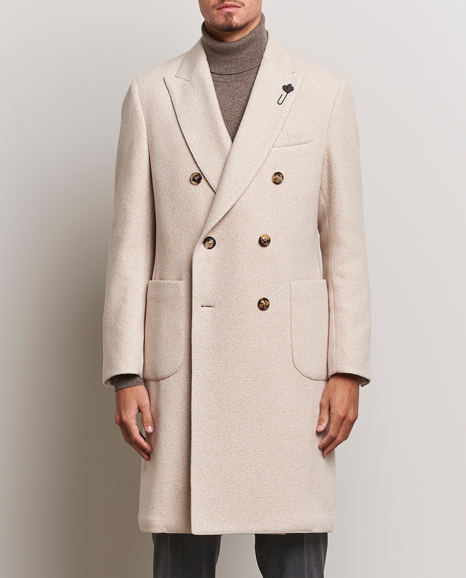 Herren | Lardini | Lardini | Wool/Silk/Cashmere Double Breasted Coat Beige