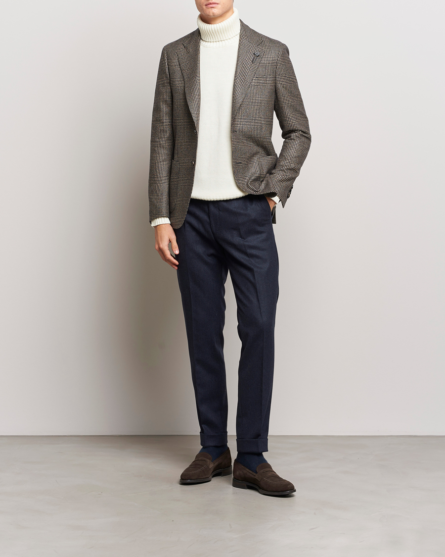 Herren | Sakkos | Lardini | Checked Wool Blazer Brown/Navy