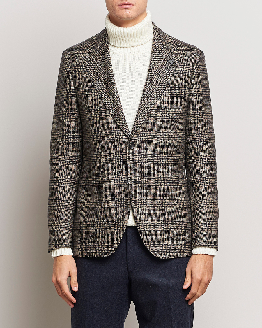 Herren | Sakkos | Lardini | Checked Wool Blazer Brown/Navy