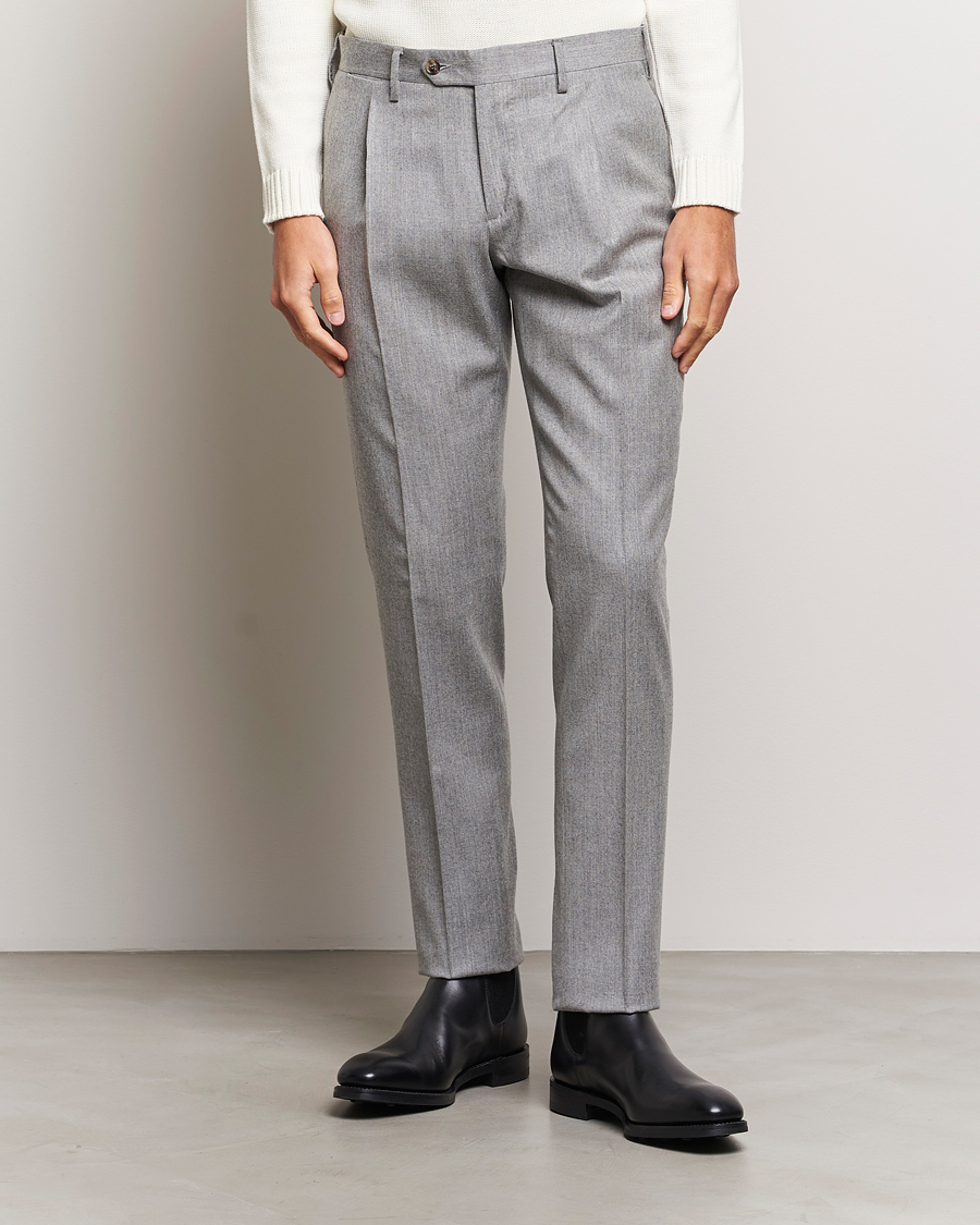 Herren | Lardini | Lardini | Wool/Cashmere One Pleat Trousers Light Grey