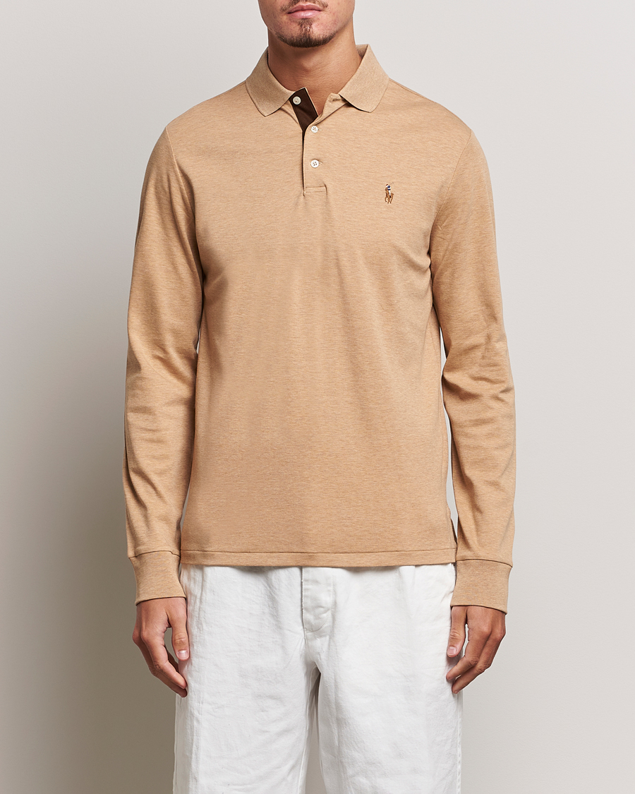 Herren | Langarm-Poloshirts | Polo Ralph Lauren | Luxury Pima Cotton Long Sleeve Polo Camel Heather