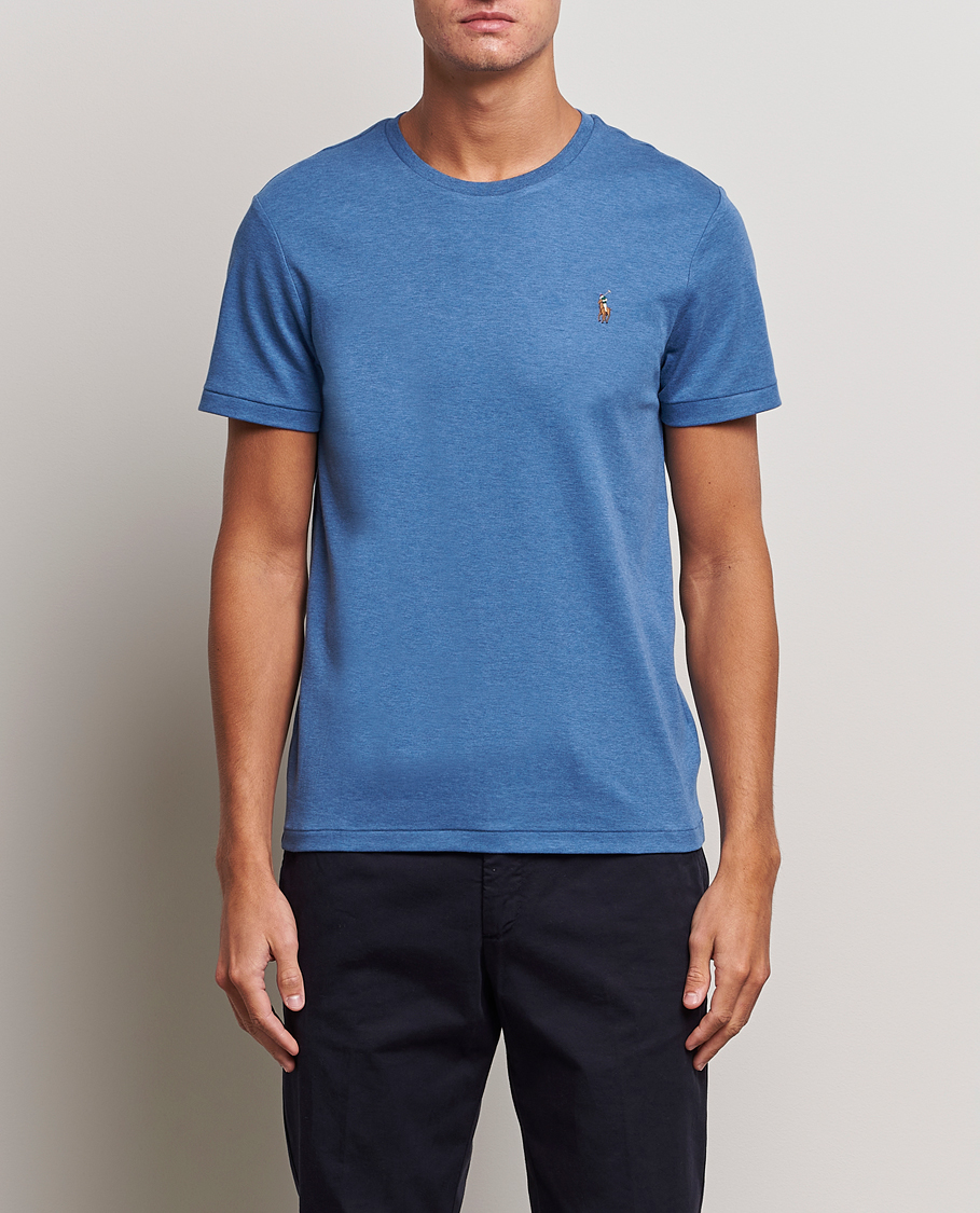 Herren | T-Shirts | Polo Ralph Lauren | Luxury Pima Cotton Crew Neck T-Shirt Fog Blue Heather