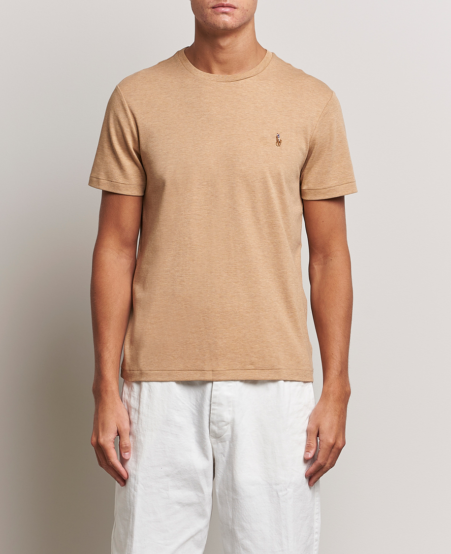 Herren | T-Shirts | Polo Ralph Lauren | Luxury Pima Cotton Crew Neck T-Shirt Camel Heather