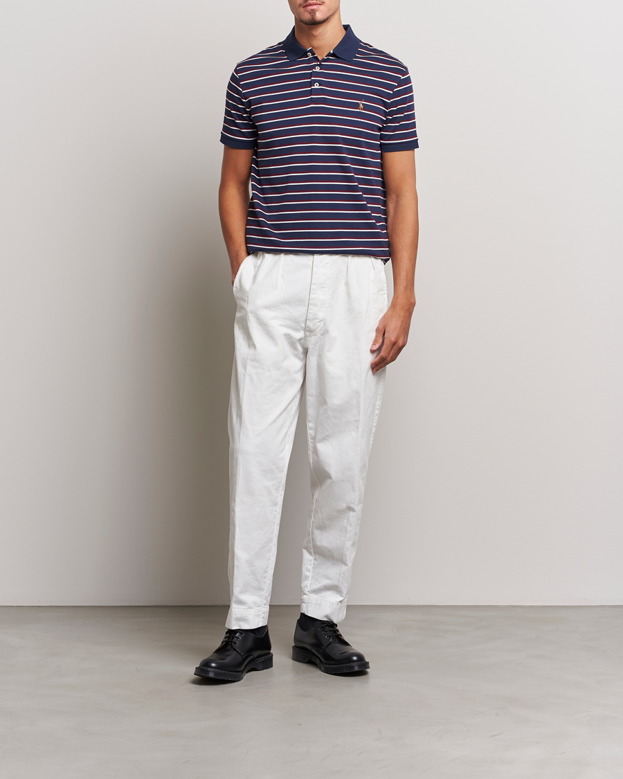 Herren | Poloshirt | Polo Ralph Lauren | Luxury Pima Cotton Striped Polo French Navy/White