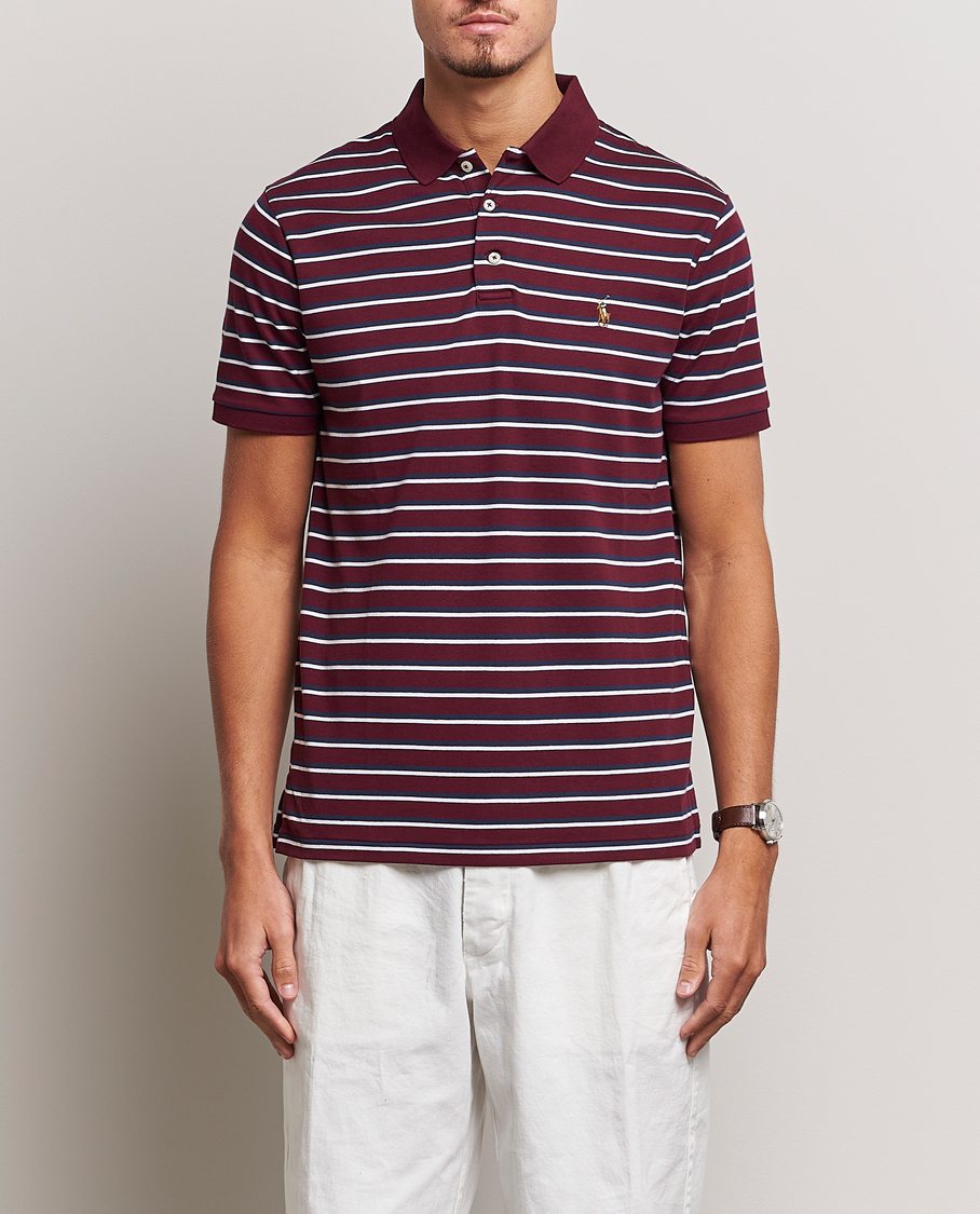 Herren |  | Polo Ralph Lauren | Luxury Pima Cotton Striped Polo Harvard Wine/White