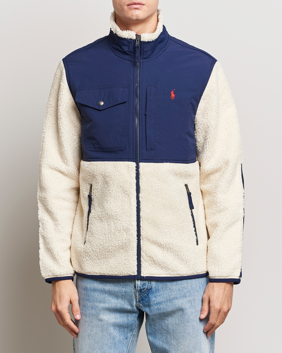 Herren |  | Polo Ralph Lauren | Bonded Sherpa Full Zip Sweater Cream/Newport Navy