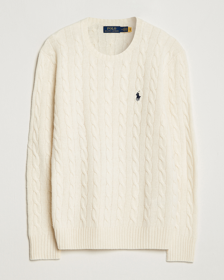Herren | Pullover | Polo Ralph Lauren | Wool/Cashmere Cable Crew Neck Pullover Andover Cream