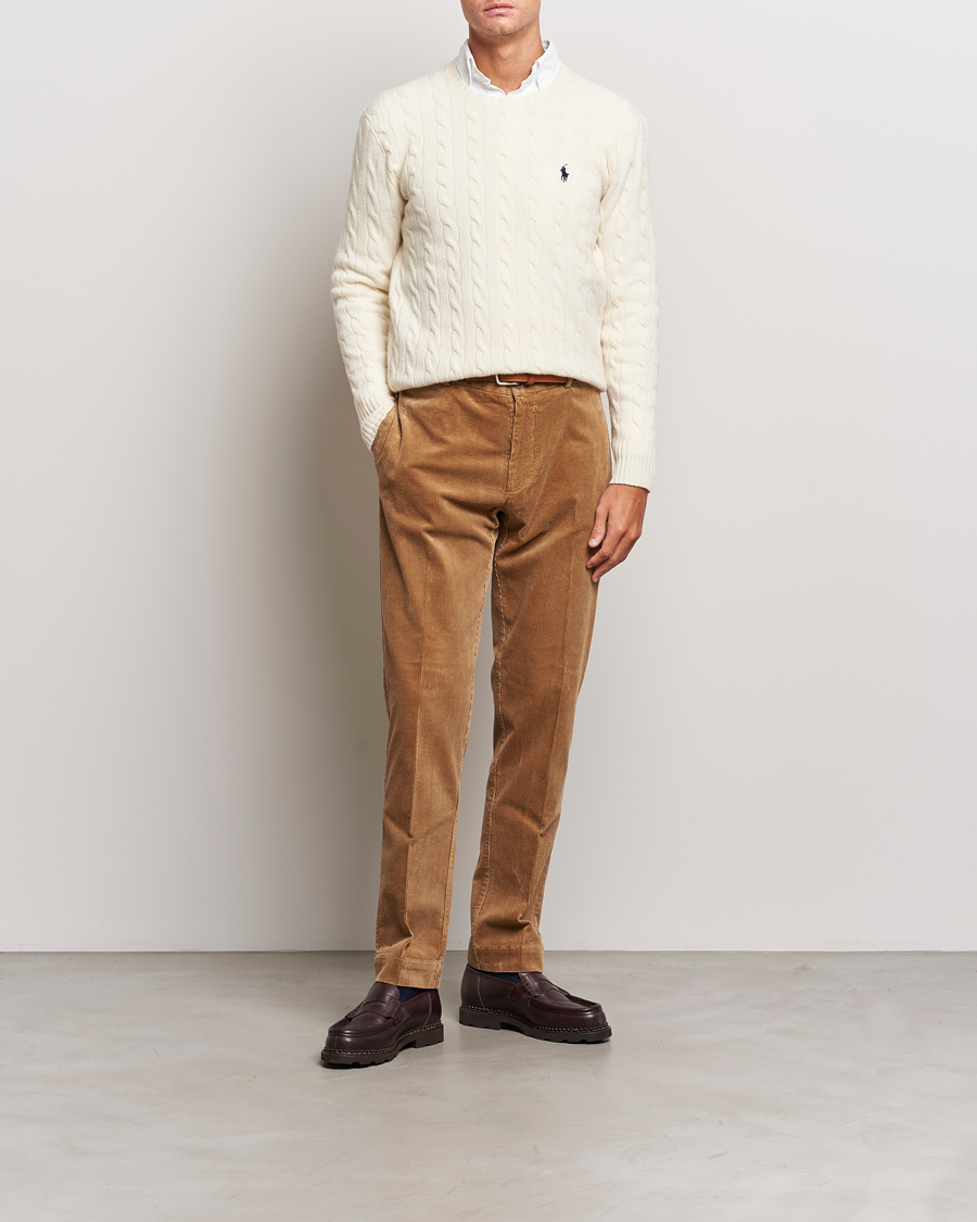 Herren | Pullover | Polo Ralph Lauren | Wool/Cashmere Cable Crew Neck Andover Cream