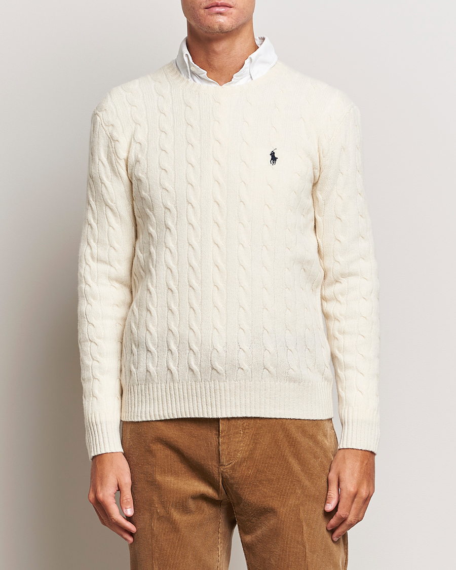 Herren | Pullover | Polo Ralph Lauren | Wool/Cashmere Cable Crew Neck Pullover Andover Cream