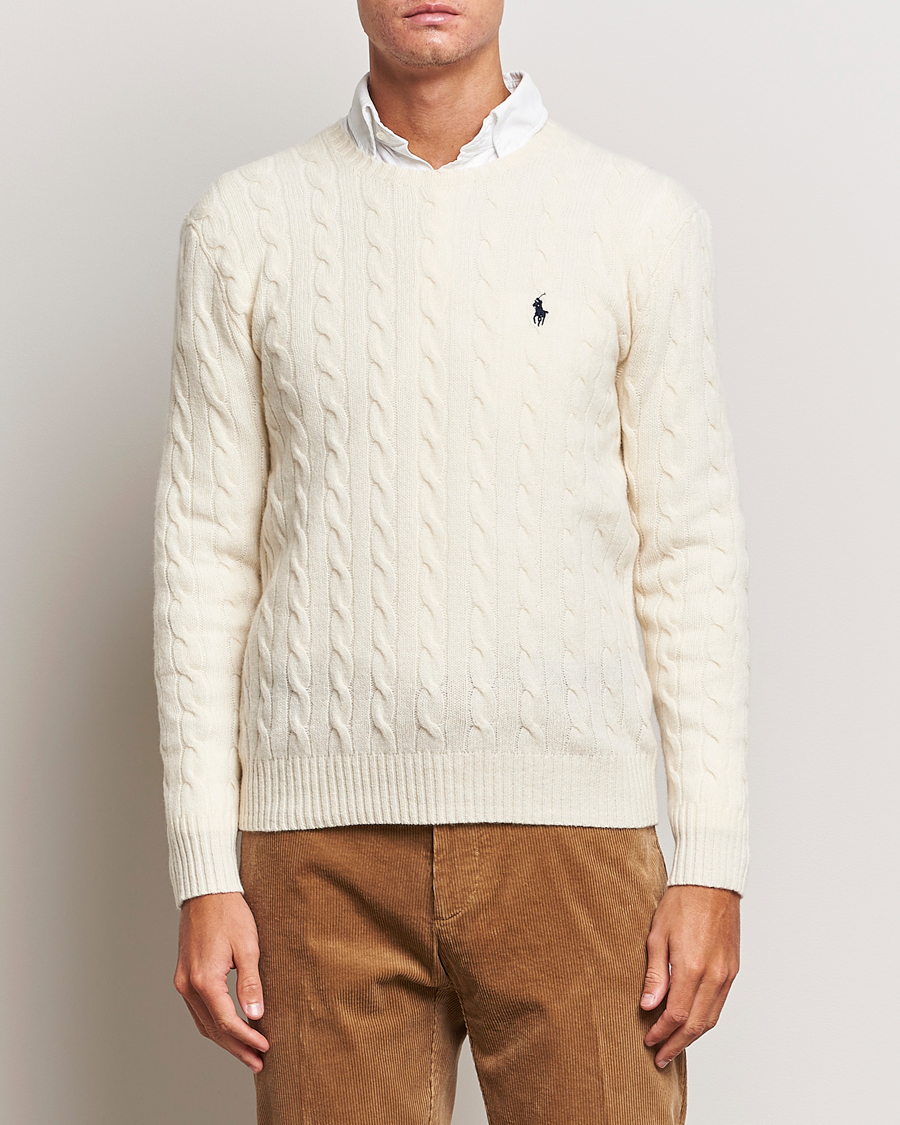 Herren | Pullover | Polo Ralph Lauren | Wool/Cashmere Cable Crew Neck Andover Cream