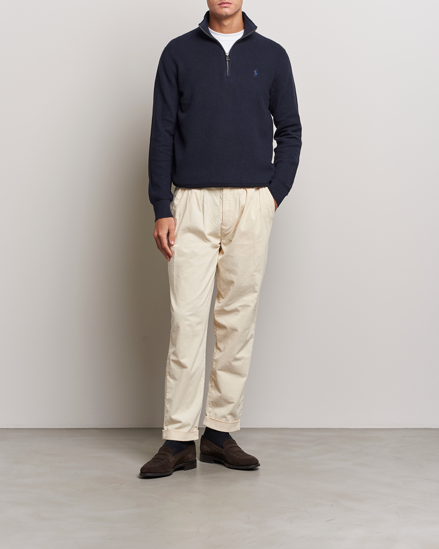 Herren | Pullover | Polo Ralph Lauren | Half Zip Cotton Pullover Navy Heather