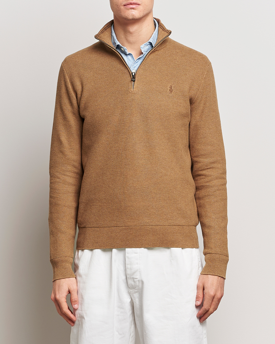 Herren |  | Polo Ralph Lauren | Textured Half Zip Latte Brown Heather