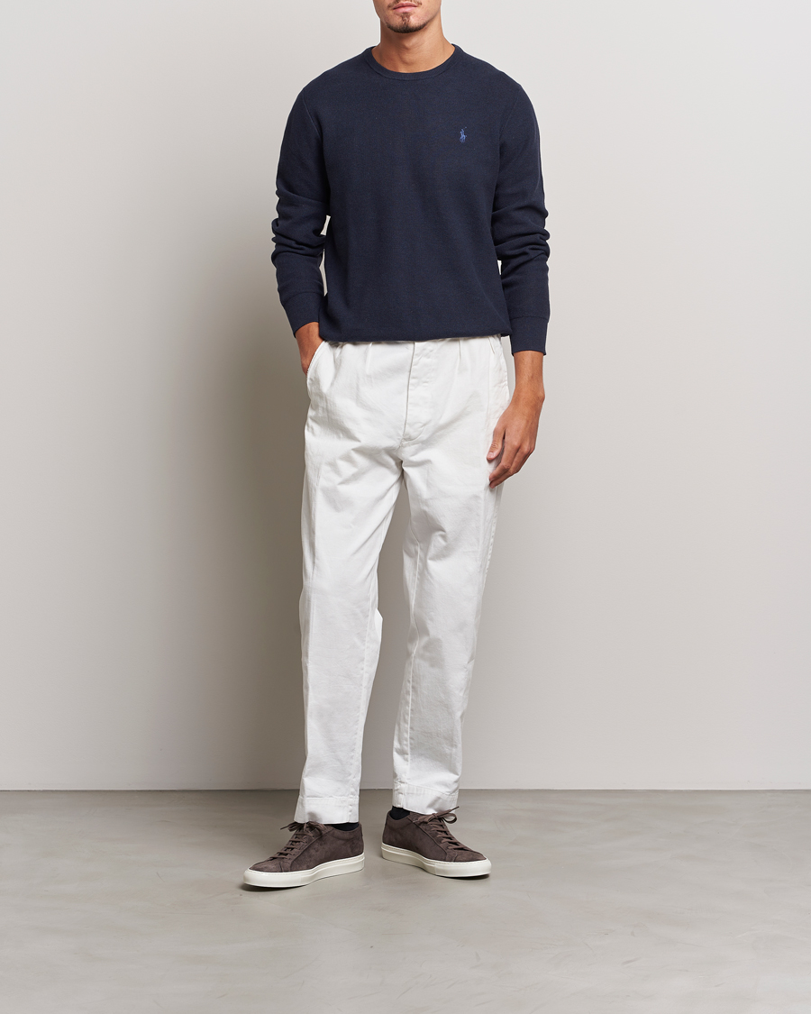 Herren | Pullover | Polo Ralph Lauren | Textured Cotton Crew Neck Sweater Navy Heather