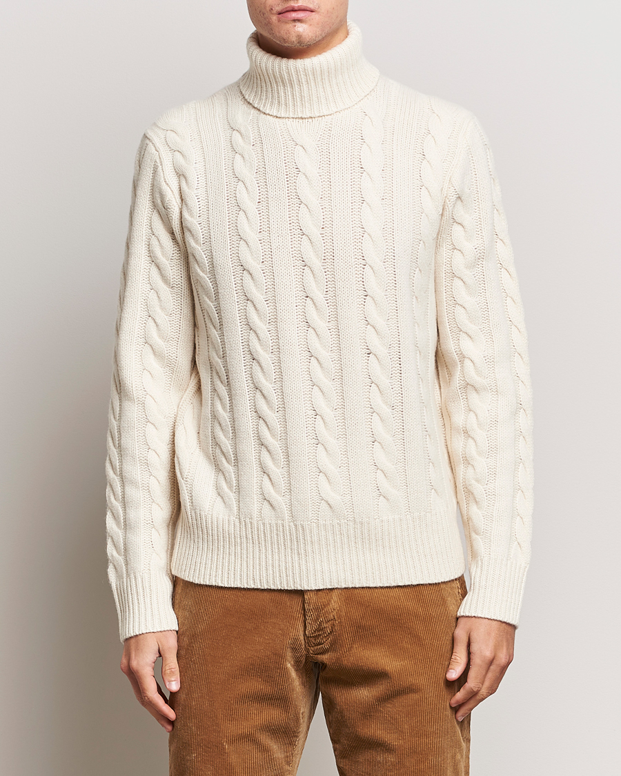 Herren | Rollkragenpullover | Polo Ralph Lauren | Wool Structured Knitted Sweater Andover Cream