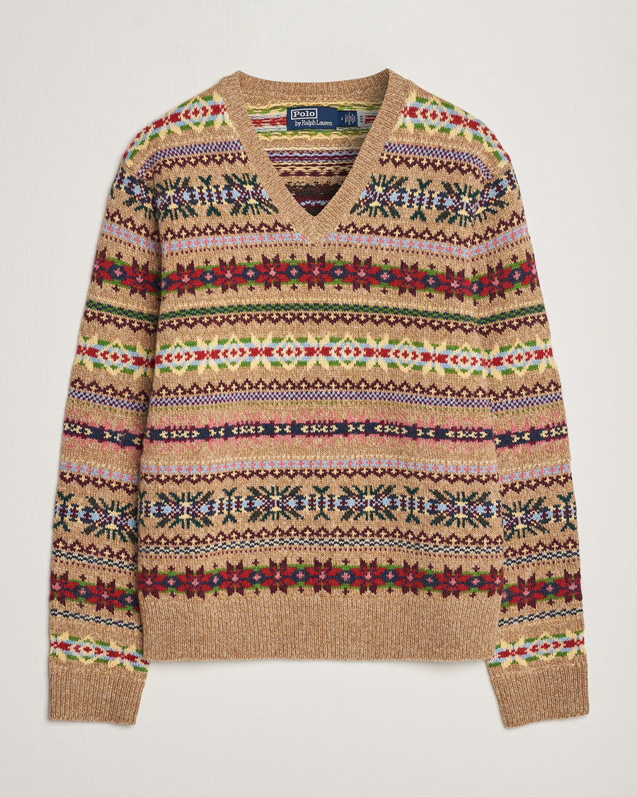 Herren | Weihnachtspullover | Polo Ralph Lauren | Wool Knitted Fairisle Sweater Camel Combo