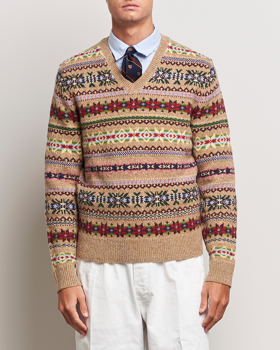 Herren | Pullover | Polo Ralph Lauren | Wool Knitted Fairisle Sweater Camel Combo