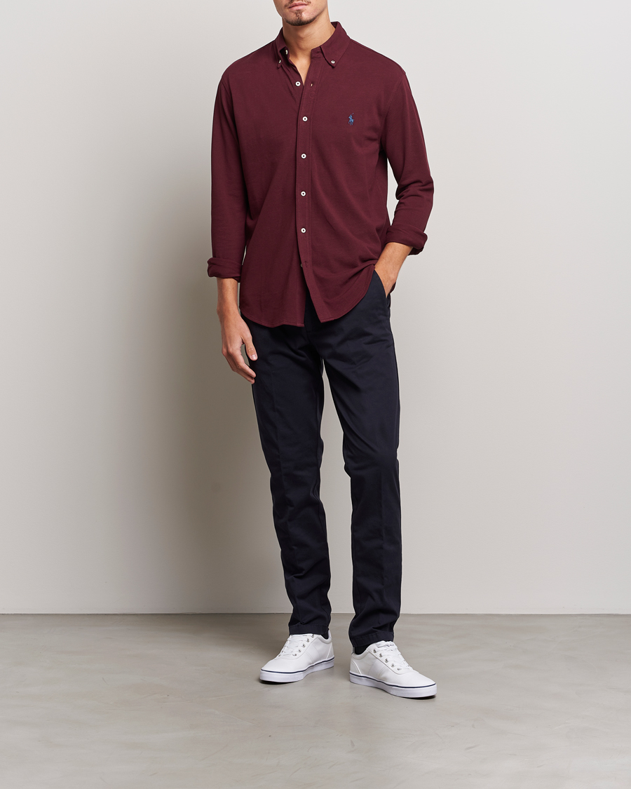 Herren | Hemden | Polo Ralph Lauren | Slim Fit Featherweight Mesh Shirt Harvard Wine