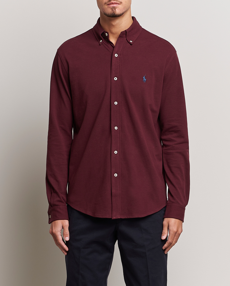 Herren | Hemden | Polo Ralph Lauren | Slim Fit Featherweight Mesh Shirt Harvard Wine