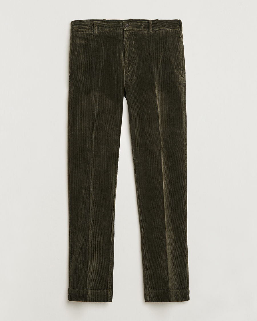 Herren | Hosen | Polo Ralph Lauren | Corduroy Pleated Trousers Oil Cloth Green
