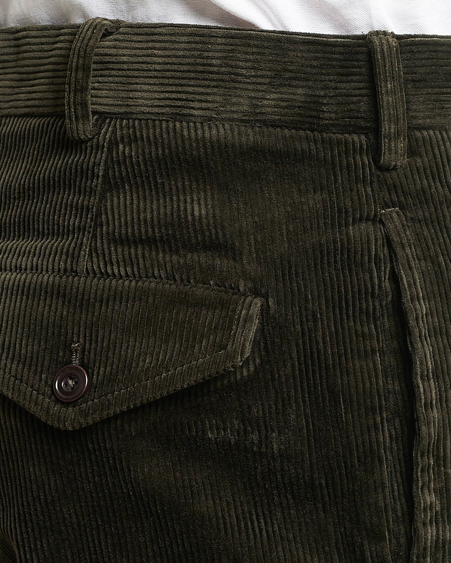 Herren | Hosen | Polo Ralph Lauren | Corduroy Pleated Trousers Oil Cloth Green