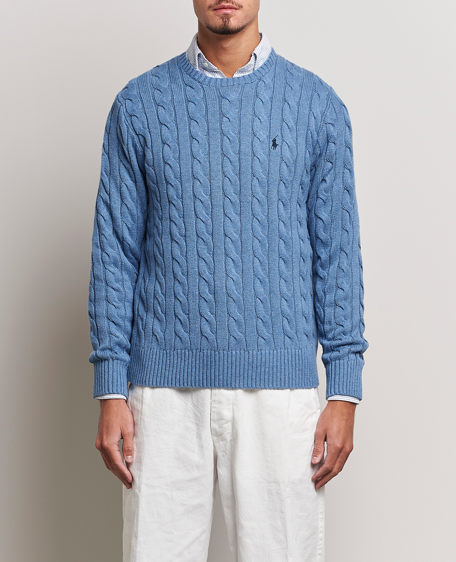 Herren |  | Polo Ralph Lauren | Cotton Cable Pullover Sky Blue Heather