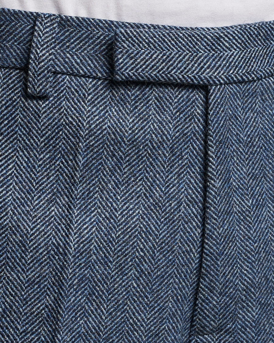 Herren | Hosen | Palmes | Pleated Wool Trousers Navy Herringbone