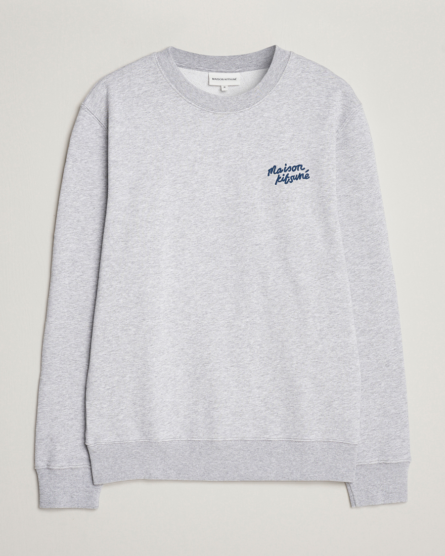Herren | Pullover | Maison Kitsuné | Mini Handwriting Sweatshirt Light Grey Melange