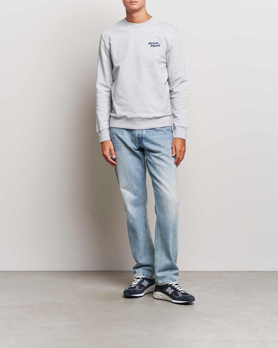 Herren | Pullover | Maison Kitsuné | Mini Handwriting Sweatshirt Light Grey Melange