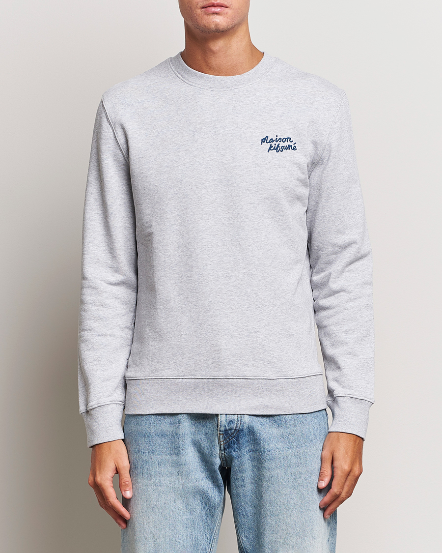 Herren | Graue Sweatshirts | Maison Kitsuné | Mini Handwriting Sweatshirt Light Grey Melange
