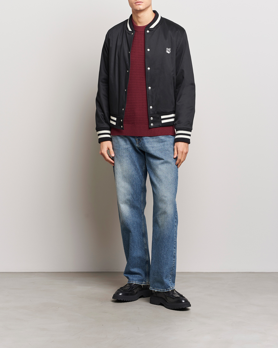 Herren | Jacken | Maison Kitsuné | Grey Fox Teddy Varsity Jacket Black
