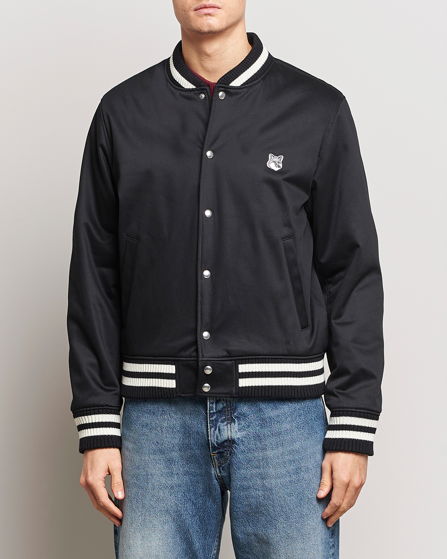 Herren | Jacken | Maison Kitsuné | Grey Fox Teddy Varsity Jacket Black