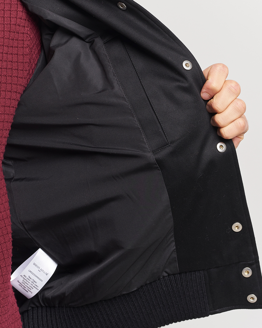 Herren | Jacken | Maison Kitsuné | Grey Fox Teddy Varsity Jacket Black