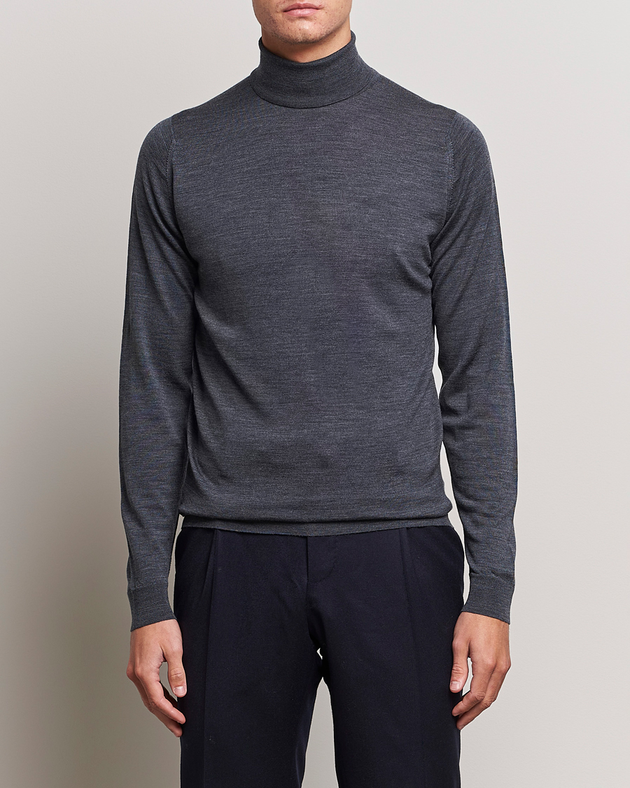 Herren |  | John Smedley | Cherwell Extra Fine Merino Rollneck Charcoal