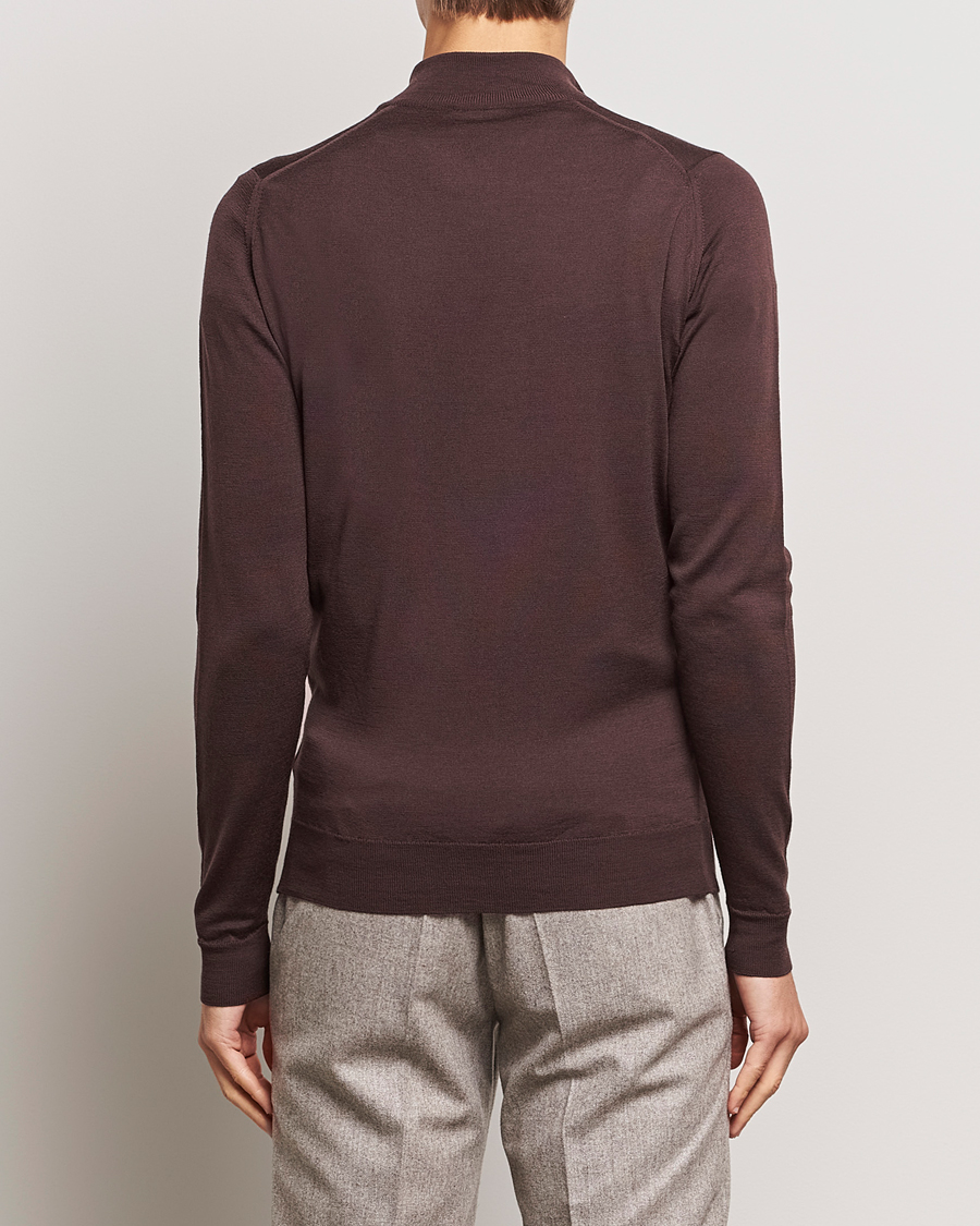 Herren | Pullover | John Smedley | Barrow Extra Fine Merino Half Zip Truffle Brown