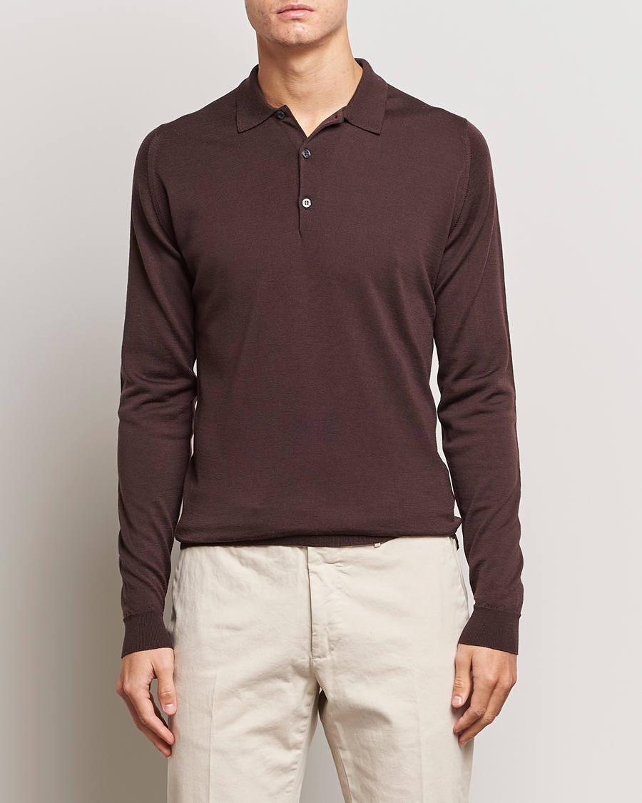 Herren |  | John Smedley | Belper Extra Fine Merino Polo Pullover Truffle Brown