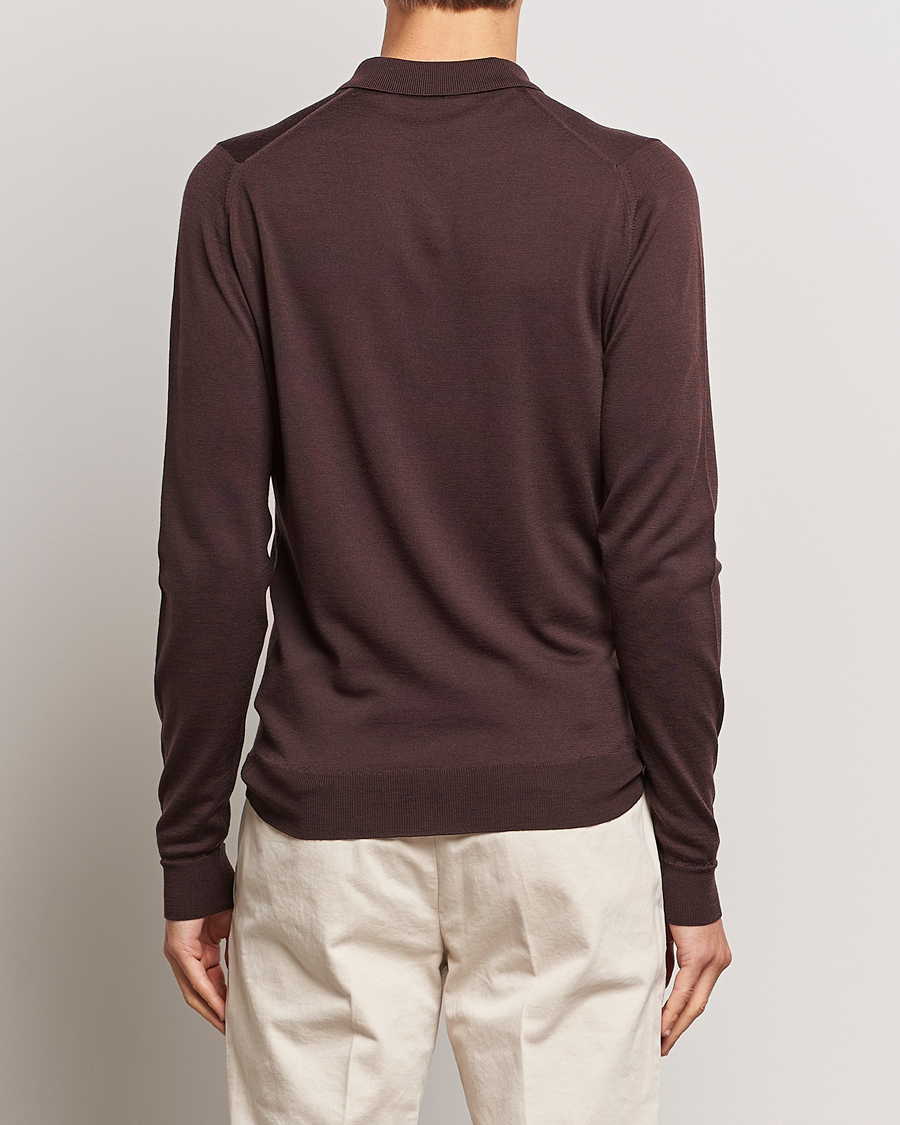 Herren | Pullover | John Smedley | Belper Extra Fine Merino Polo Pullover Truffle Brown