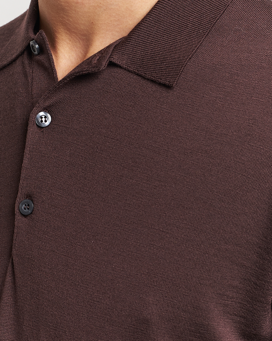 Herren | Pullover | John Smedley | Belper Extra Fine Merino Polo Pullover Truffle Brown
