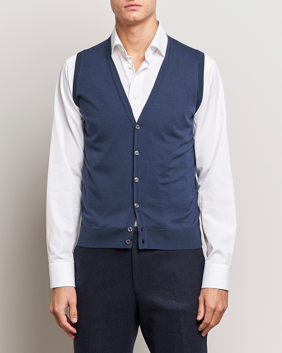 Herren |  | John Smedley | Huntswood Slim Fit Waistcoat Smoke Blue