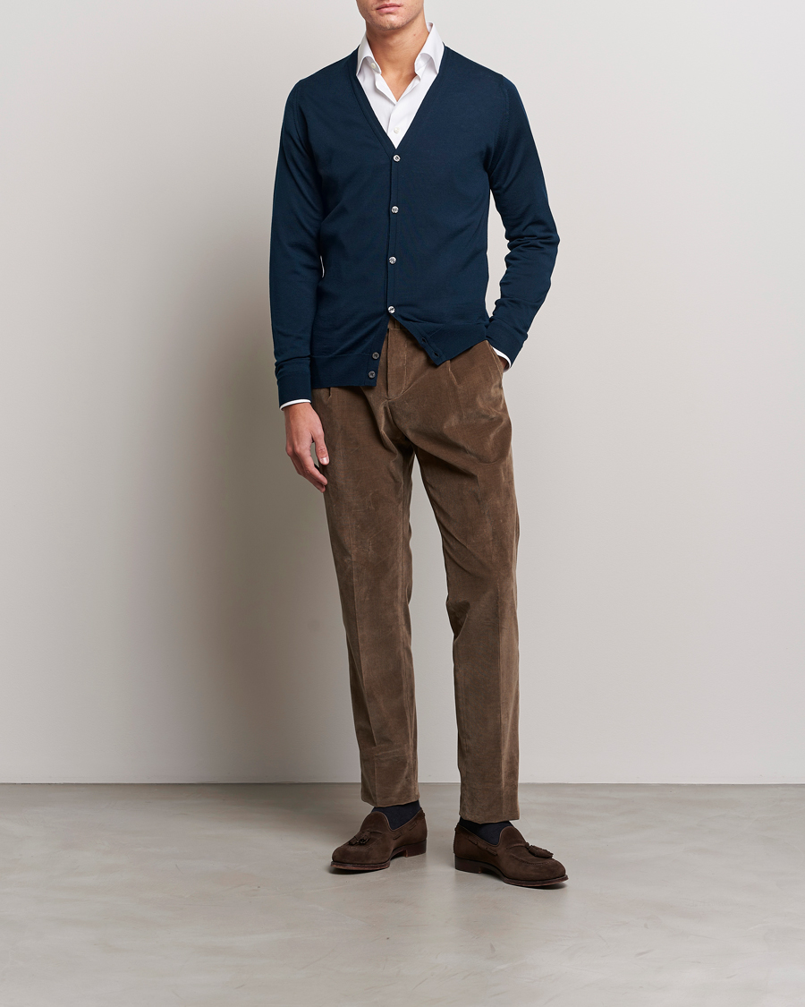 Herren | Pullover | John Smedley | Petworth Extra Fine Merino Cardigan Orion Green