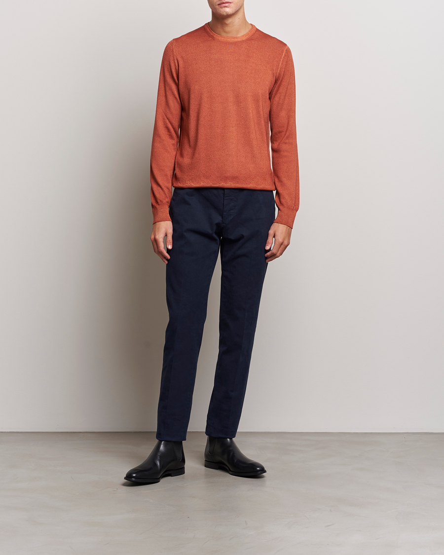Herren | Pullover | Gran Sasso | Vintage Merino Fashion Fit Crew Neck Pullover Rust