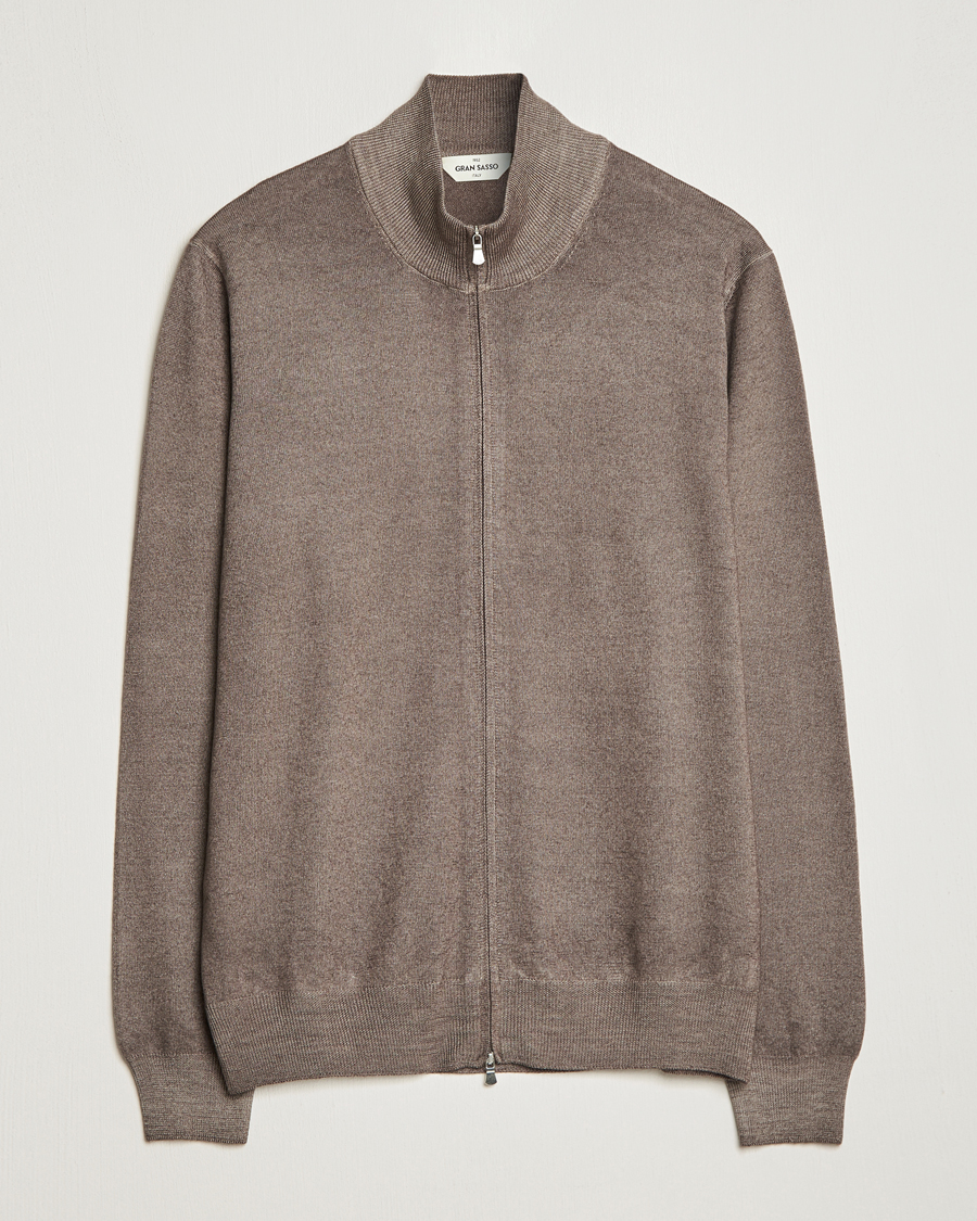 Herren | Pullover | Gran Sasso | Vintage Merino Fashion Fit Full Zip Beige