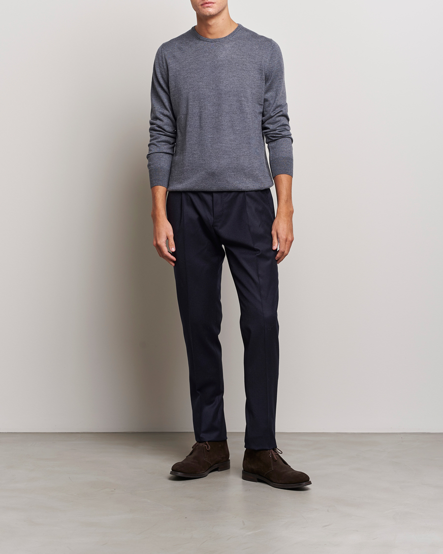 Herren | Pullover | Gran Sasso | Merino Fashion Fit Crew Neck Pullover Grey Melange