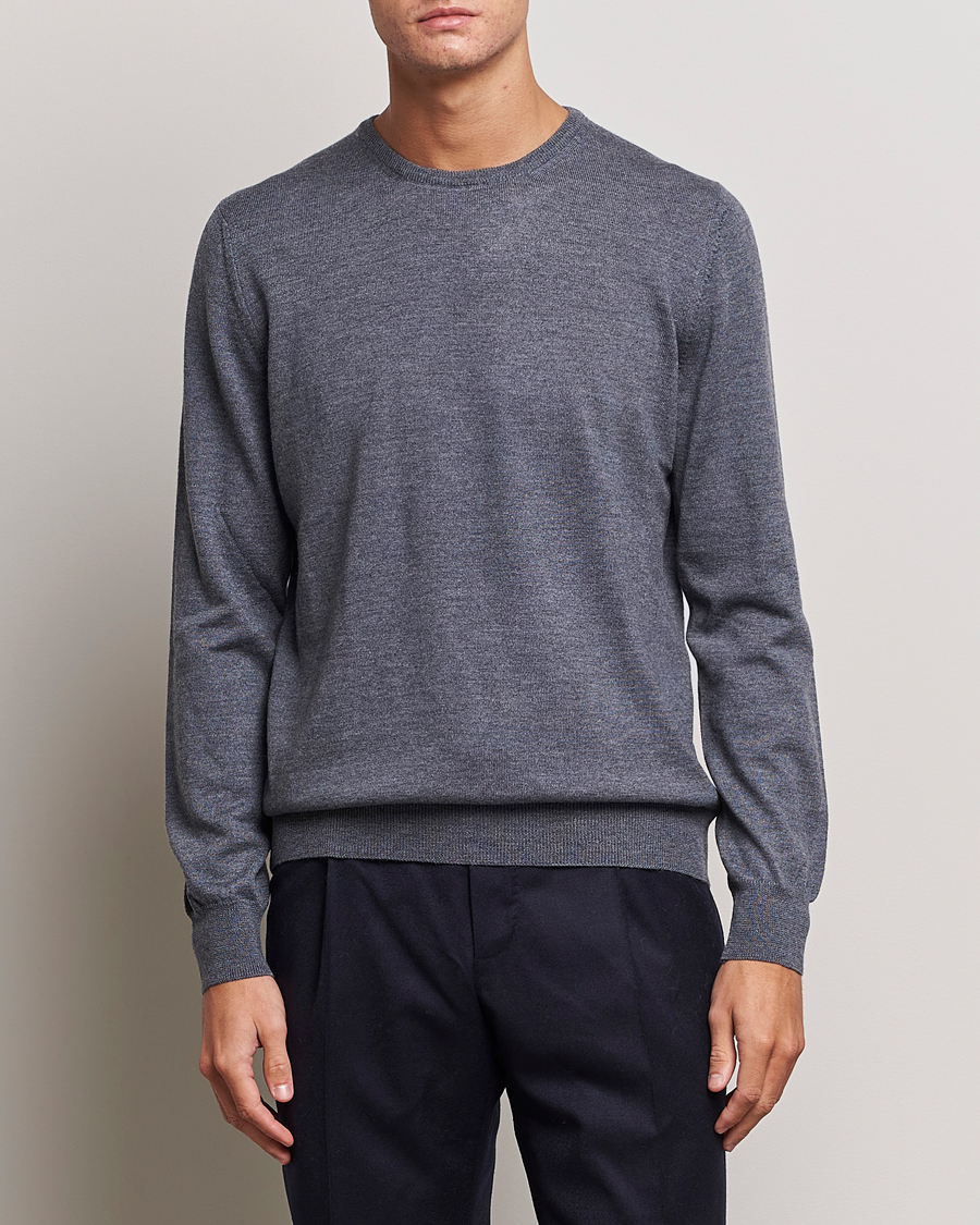 Herren | | Gran Sasso | Merino Fashion Fit Crew Neck Pullover Grey Melange